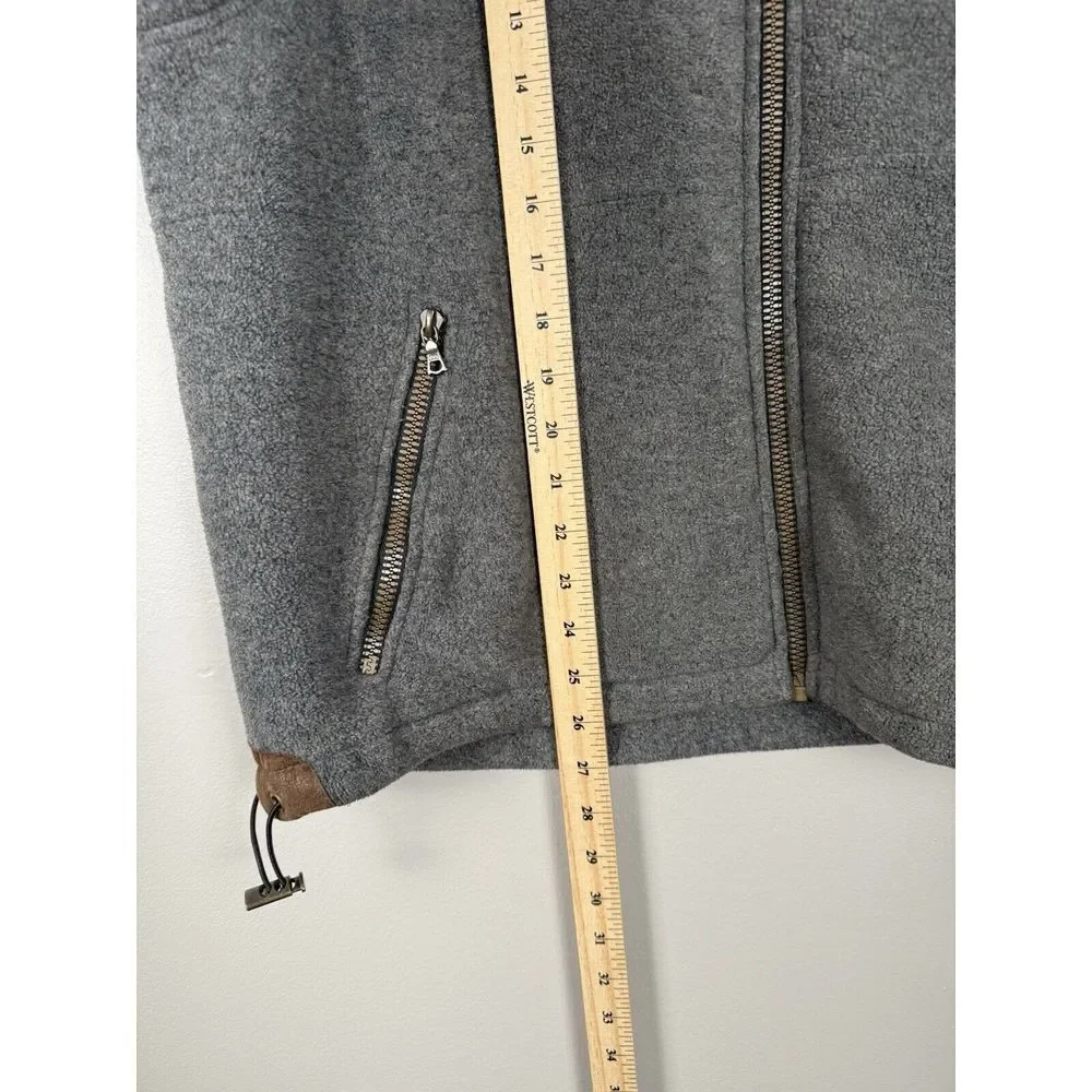 Orvis Men's Fleece Vest Gray Zip Faux Sherpa Collar Size Large Gorpcore Outwear‎